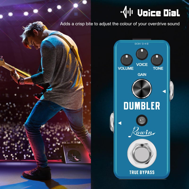 Rowin Analog Dumbler Overdrive Pedal for Guitar and Bass True Bypass - Image 3